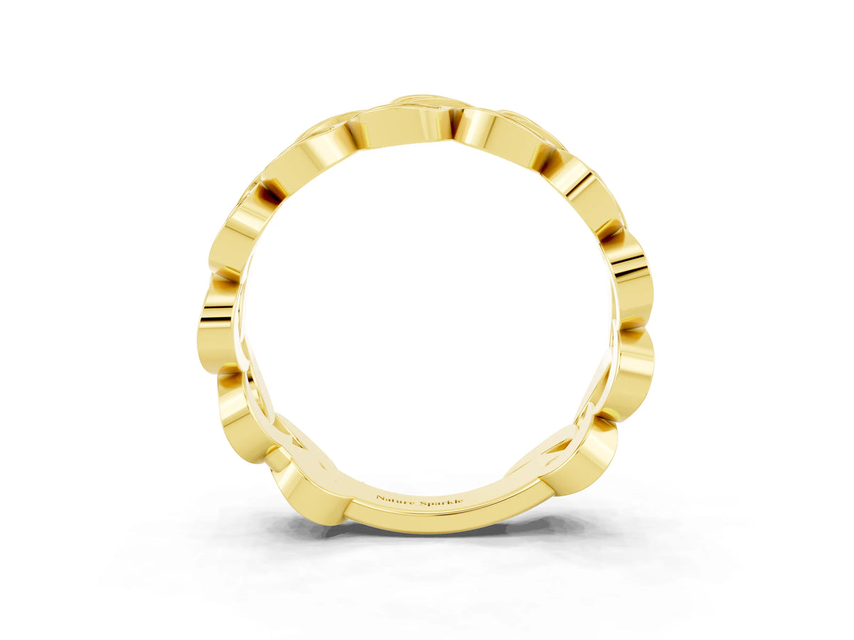 Pavé Round Morganite Interlocking Eternity Band in Yellow gold with Bezel Prong Setting_3