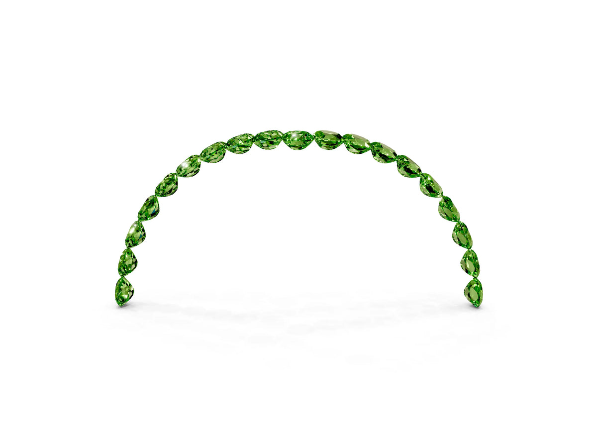 Pavé Round Peridot Chevron Band in Yellow gold with Shared Prong Setting_3