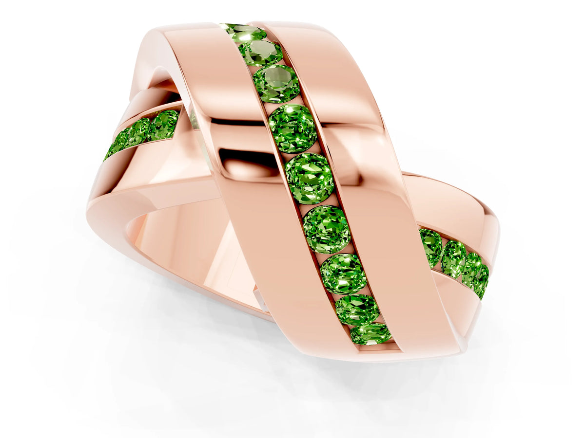 Pavé Round Peridot Crossover Band in Rose gold with Channel Setting_1