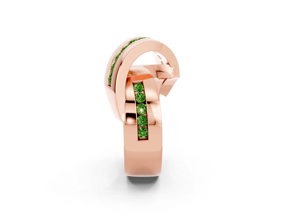 Pavé Round Peridot Crossover Band in Rose gold with Channel Setting_2