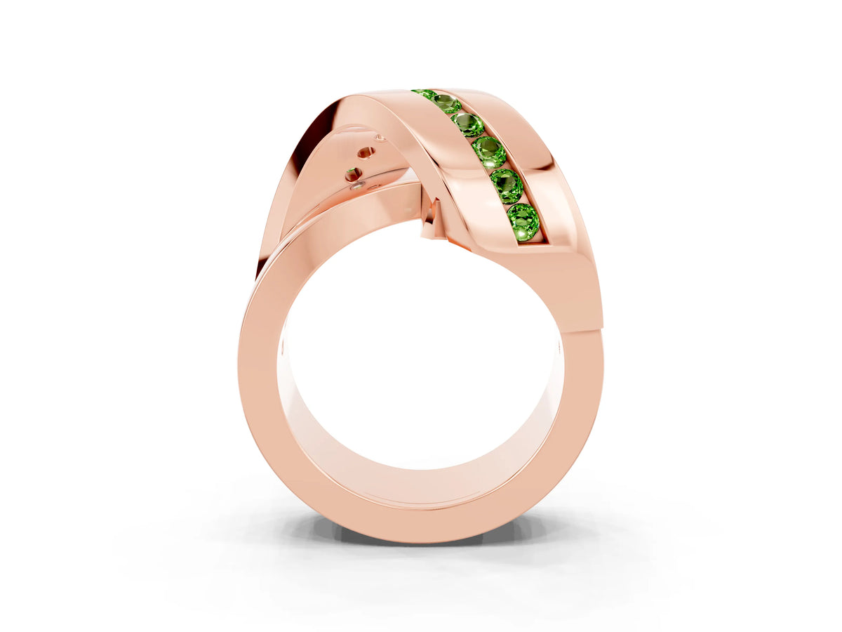 Pavé Round Peridot Crossover Band in Rose gold with Channel Setting_3