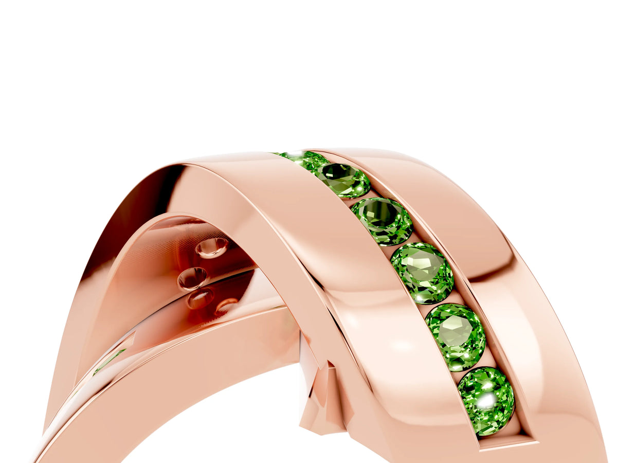 Pavé Round Peridot Crossover Band in Rose gold with Channel Setting_4