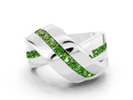 Pavé Round Peridot Crossover Band in White gold with Channel Setting