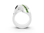 Pavé Round Peridot Crossover Band in White gold with Channel Setting_3