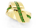 Pavé Round Peridot Crossover Band in Yellow gold with Channel Setting_1