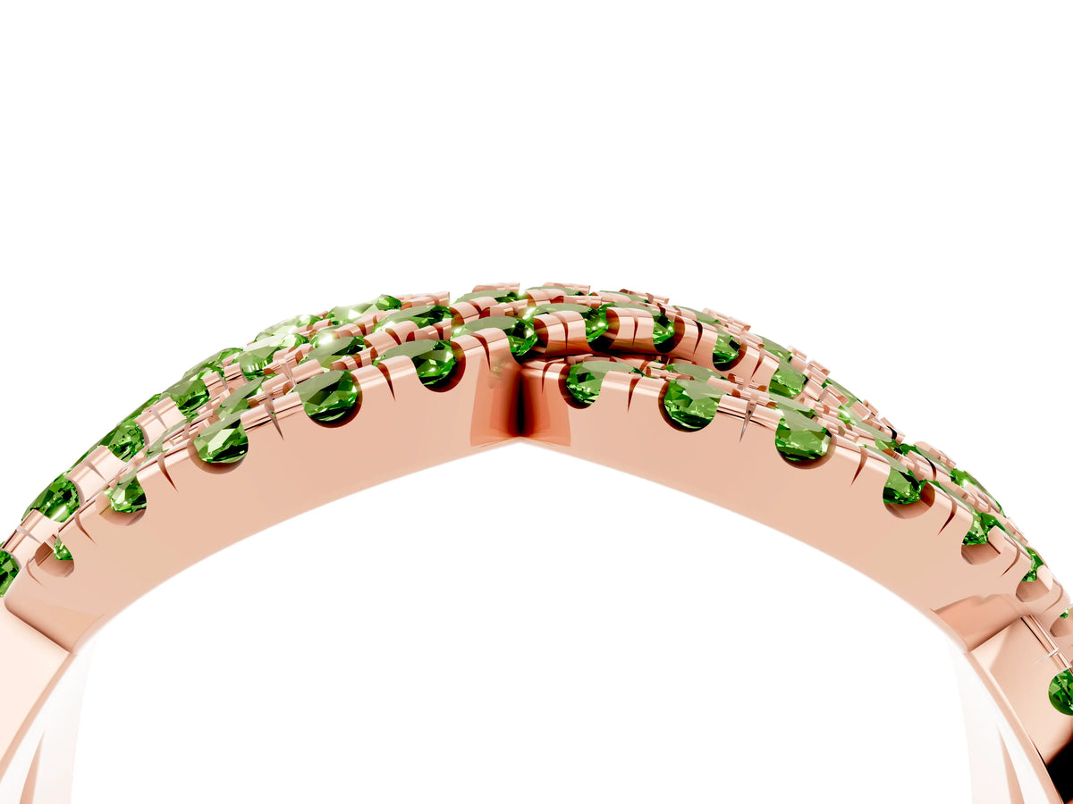 Pavé Round Peridot Infinity Twist Band in Rose gold with Shared Prong Setting_4