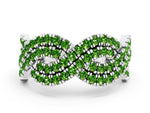 Pavé Round Peridot Infinity Twist Band in Silver with Shared Prong Setting