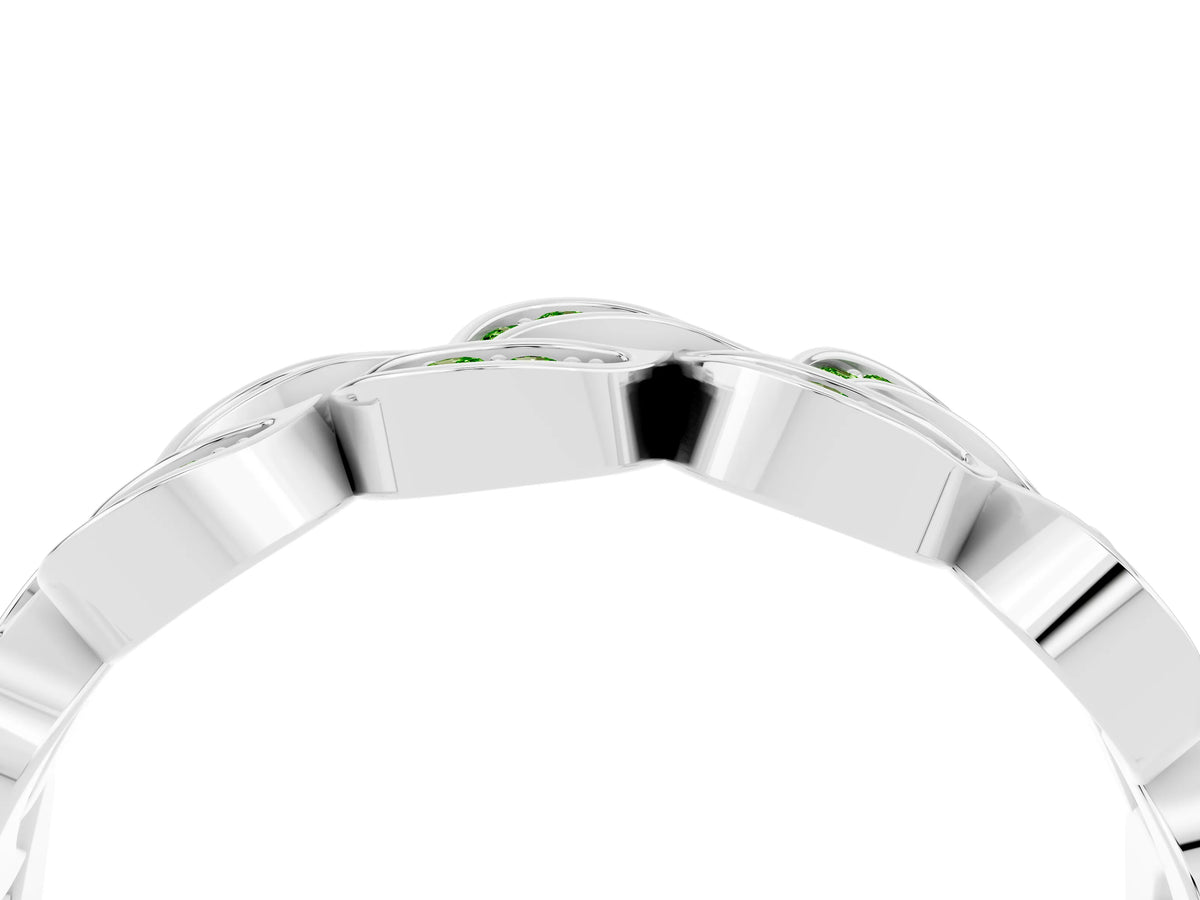 Pavé Round Peridot Interlocking Eternity Band in Platinum with Bezel Prong Setting_4