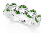 Pavé Round Peridot Interlocking Eternity Band in White gold with Bezel Prong Setting_1