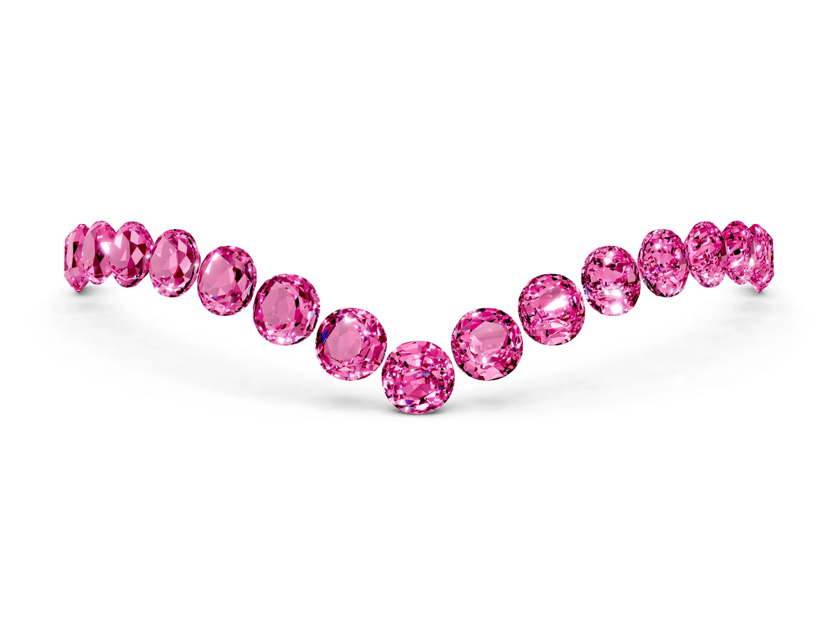 Pavé Round Pink Sapphire Chevron Band in Platinum with Shared Prong Setting