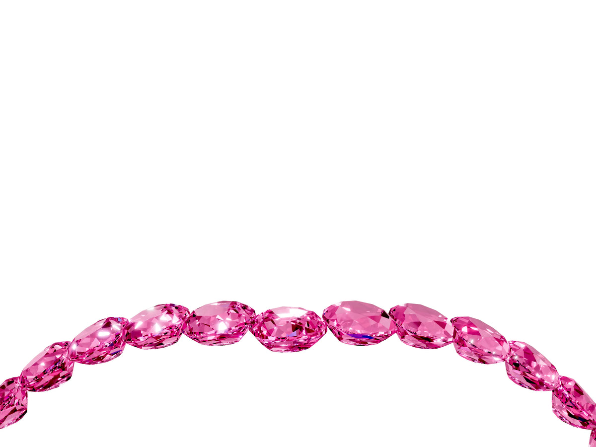 Pavé Round Pink Sapphire Chevron Band in Silver with Shared Prong Setting_4