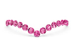 Pavé Round Pink Sapphire Chevron Band in White gold with Shared Prong Setting