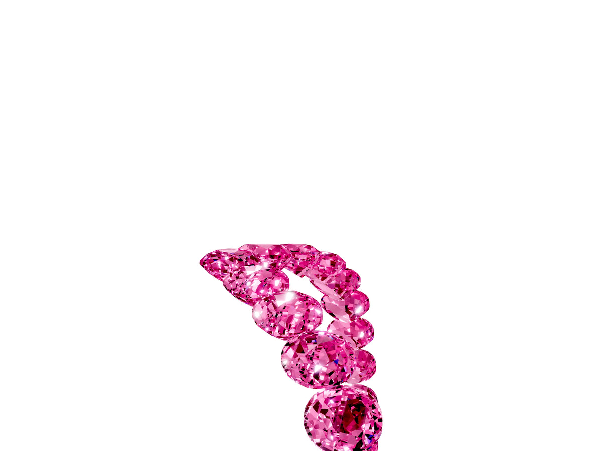 Pavé Round Pink Sapphire Chevron Band in White gold with Shared Prong Setting_5