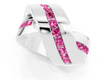 Pavé Round Pink Sapphire Crossover Band in Silver with Channel Setting_1