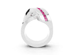 Pavé Round Pink Sapphire Crossover Band in White gold with Channel Setting_3