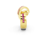 Pavé Round Pink Sapphire Crossover Band in Yellow gold with Channel Setting_2