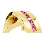 Pavé Round Pink Sapphire Crossover Band in Yellow gold with Channel Setting_4