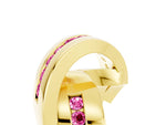 Pavé Round Pink Sapphire Crossover Band in Yellow gold with Channel Setting_5