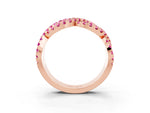 Pavé Round Pink Sapphire Infinity Twist Band in Rose gold with Shared Prong Setting_3