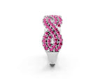 Pavé Round Pink Sapphire Infinity Twist Band in White gold with Shared Prong Setting_2