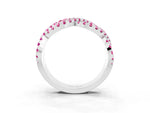 Pavé Round Pink Sapphire Infinity Twist Band in White gold with Shared Prong Setting_3