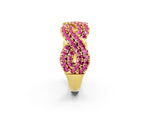 Pavé Round Pink Sapphire Infinity Twist Band in Yellow gold with Shared Prong Setting_2