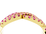 Pavé Round Pink Sapphire Infinity Twist Band in Yellow gold with Shared Prong Setting_4