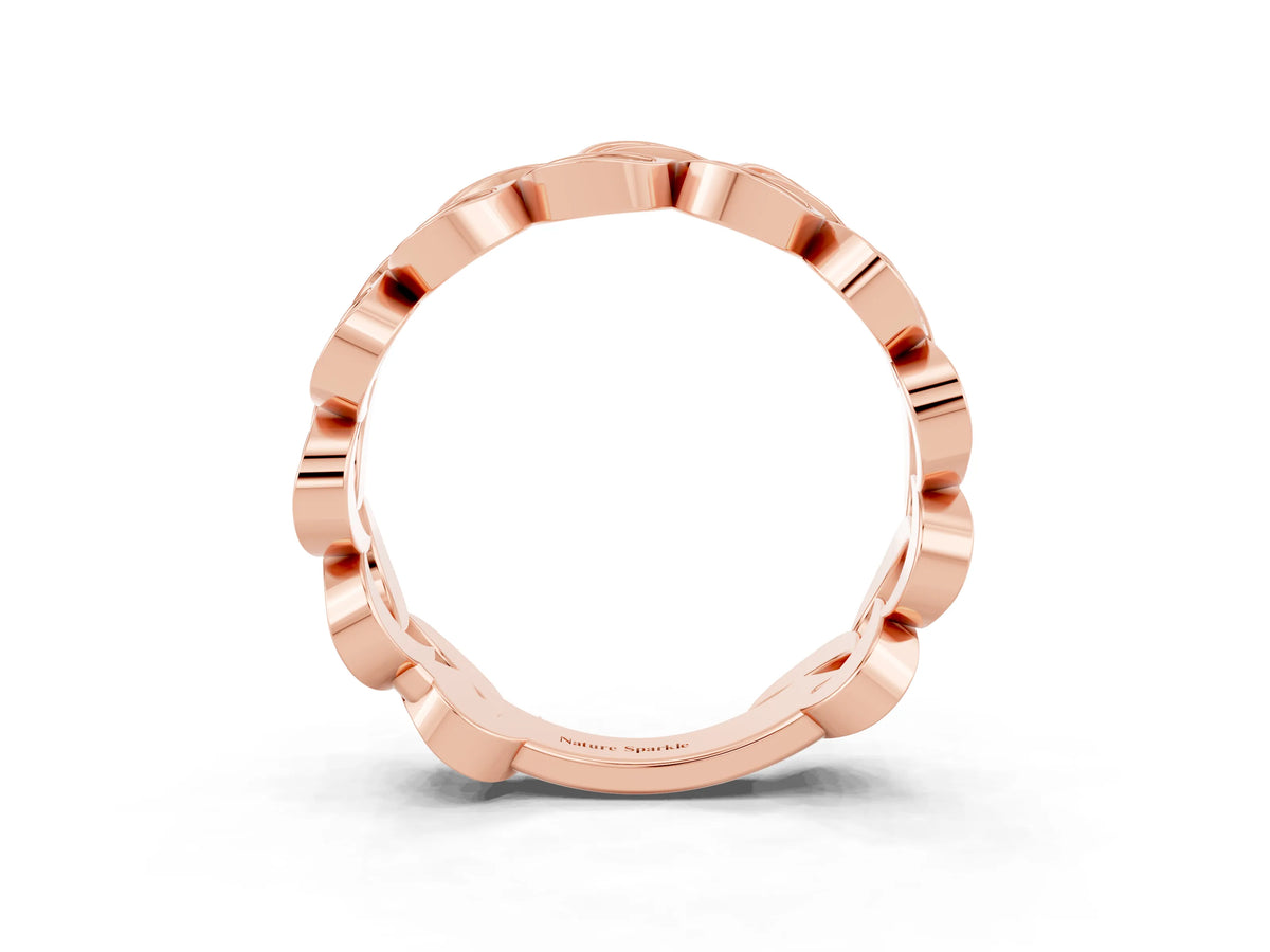 Pavé Round Pink Sapphire Interlocking Eternity Band in Rose gold with Bezel Prong Setting_3