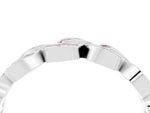 Pavé Round Pink Sapphire Interlocking Eternity Band in Silver with Bezel Prong Setting_4