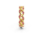 Pavé Round Pink Sapphire Interlocking Eternity Band in Yellow gold with Bezel Prong Setting_2