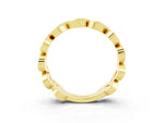Pavé Round Pink Sapphire Interlocking Eternity Band in Yellow gold with Bezel Prong Setting_3