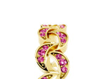 Pavé Round Pink Sapphire Interlocking Eternity Band in Yellow gold with Bezel Prong Setting_5