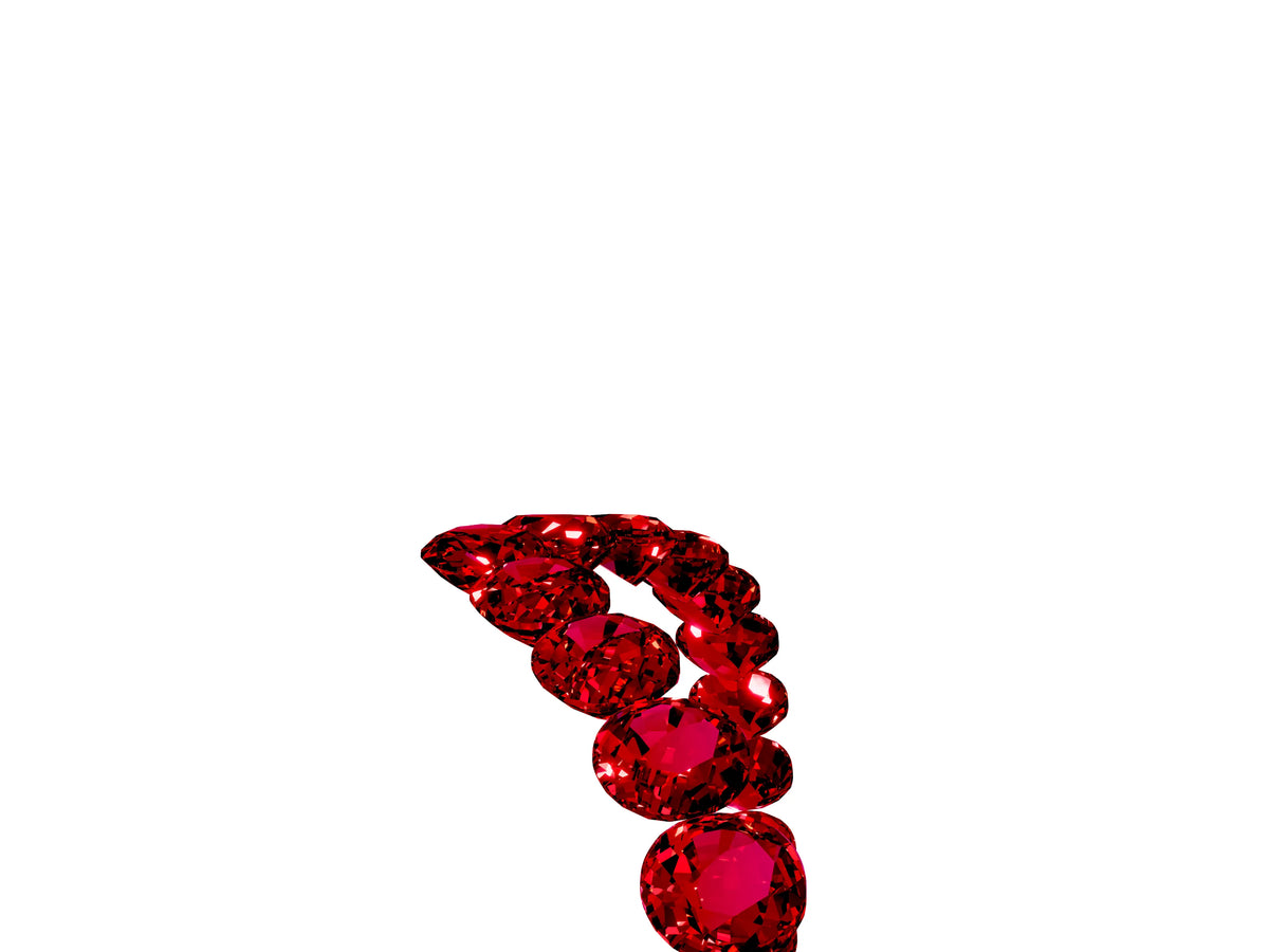 Pavé Round Ruby Chevron Band in Silver with Shared Prong Setting_5
