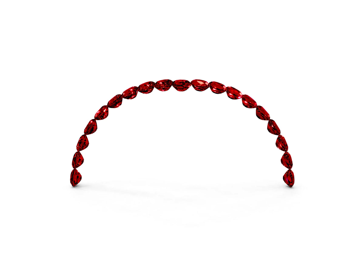 Pavé Round Ruby Chevron Band in White gold with Shared Prong Setting_3
