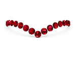 Pavé Round Ruby Chevron Band in Yellow gold with Shared Prong Setting