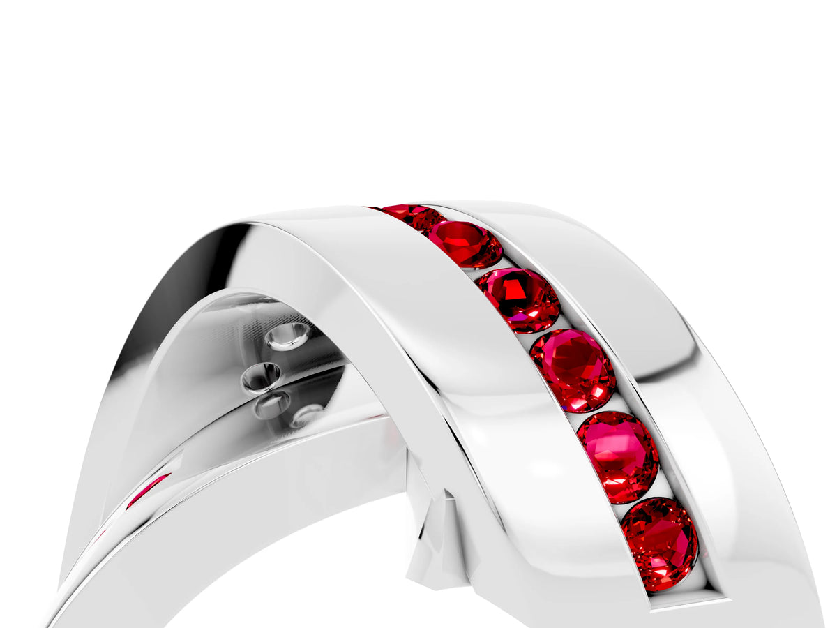 Pavé Round Ruby Crossover Band in Platinum with Channel Setting_4