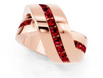 Pavé Round Ruby Crossover Band in Rose gold with Channel Setting_1