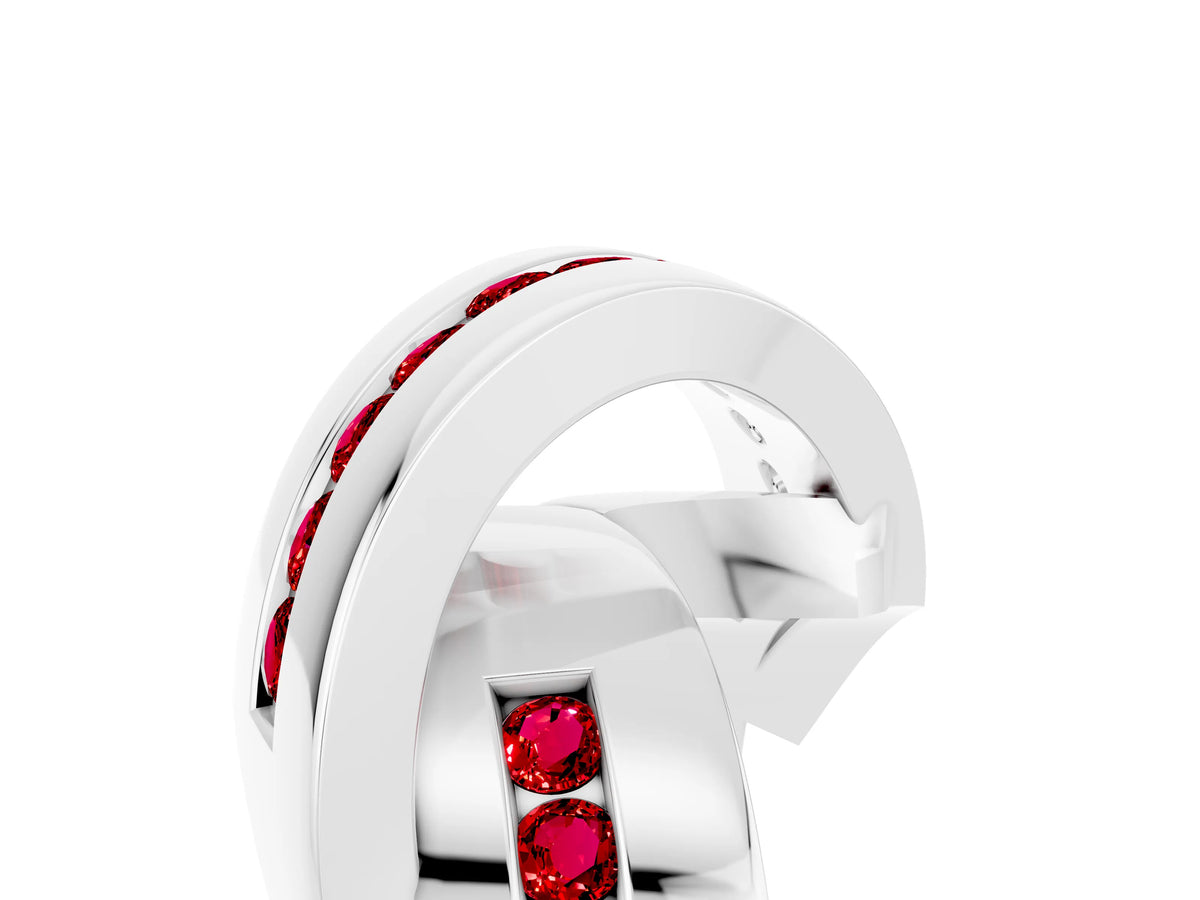 Pavé Round Ruby Crossover Band in Silver with Channel Setting_5