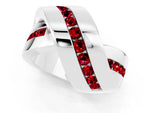 Pavé Round Ruby Crossover Band in White gold with Channel Setting_1