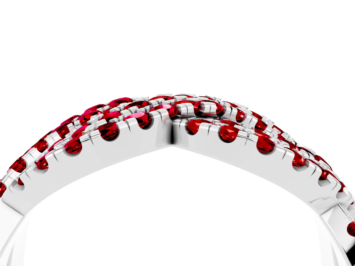 Pavé Round Ruby Infinity Twist Band in Platinum with Shared Prong Setting_4