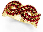 Pavé Round Ruby Infinity Twist Band in Yellow gold with Shared Prong Setting_1