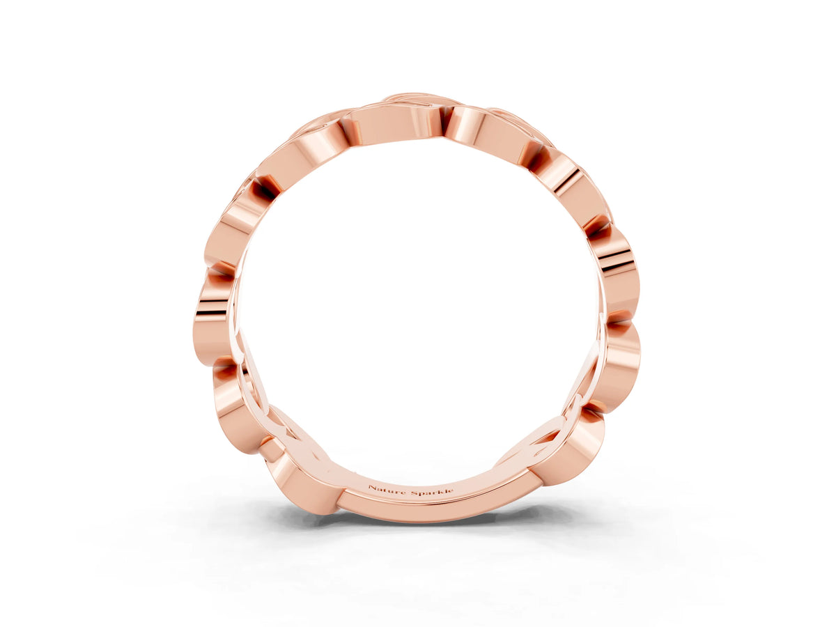 Pavé Round Ruby Interlocking Eternity Band in Rose gold with Bezel Prong Setting_3