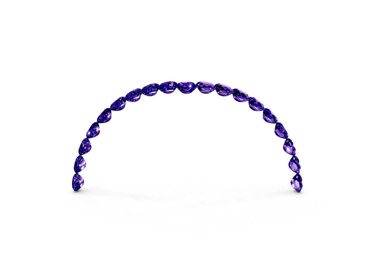 Pavé Round Tanzanite Chevron Band in Platinum with Shared Prong Setting_3