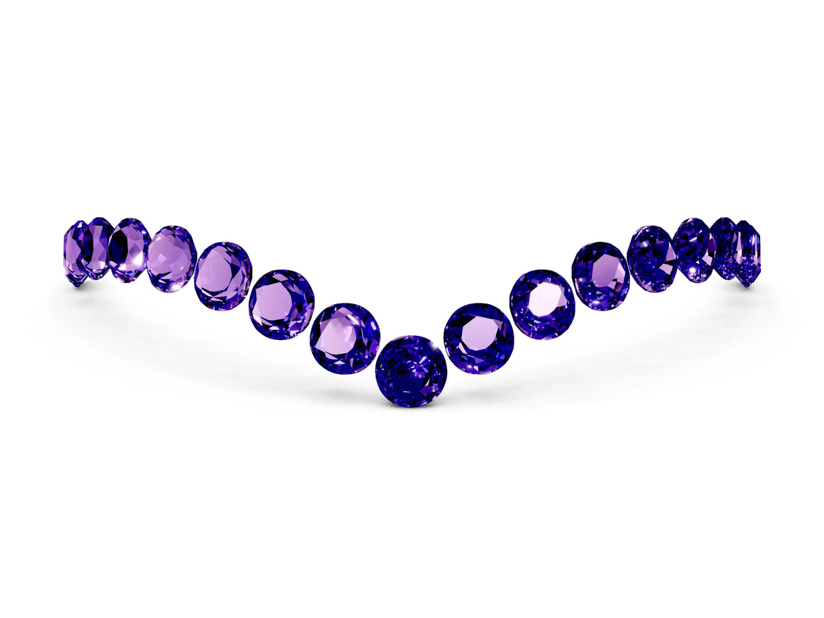 Pavé Round Tanzanite Chevron Band in Silver with Shared Prong Setting