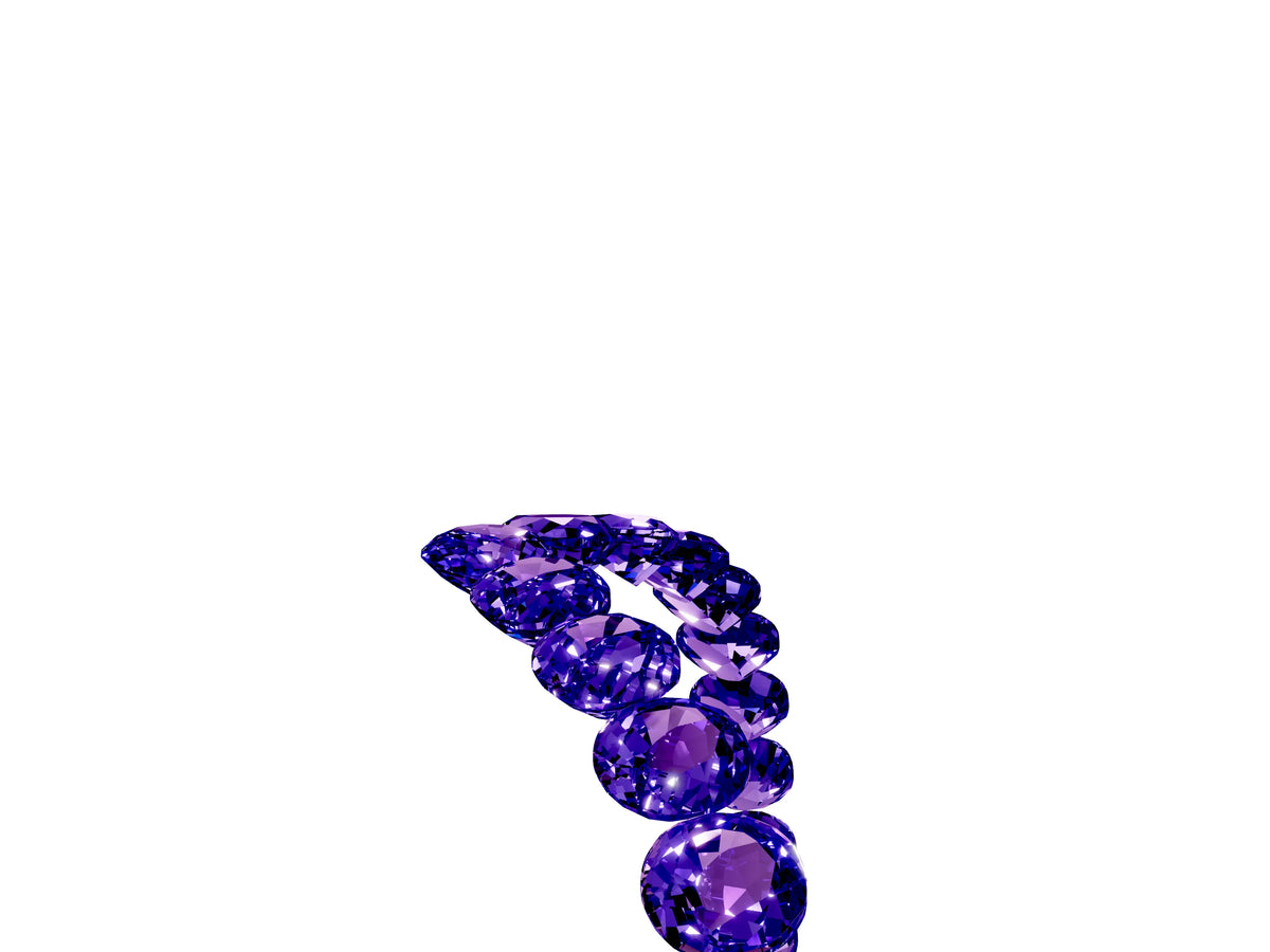 Pavé Round Tanzanite Chevron Band in Silver with Shared Prong Setting_5