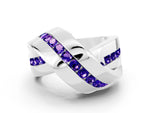 Pavé Round Tanzanite Crossover Band in Platinum with Channel Setting