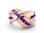 Pavé Round Tanzanite Crossover Band in Rose gold with Channel Setting