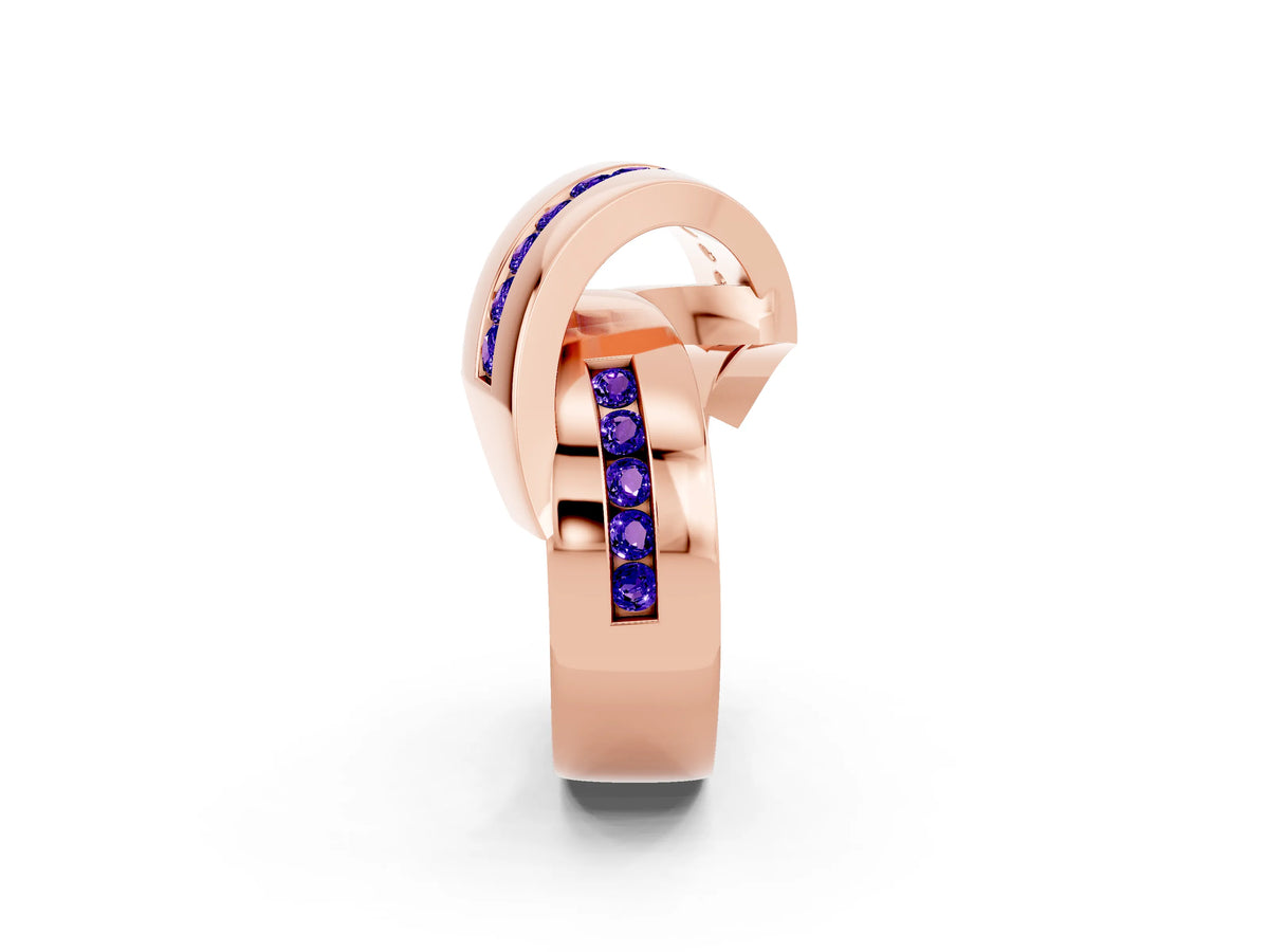 Pavé Round Tanzanite Crossover Band in Rose gold with Channel Setting_2