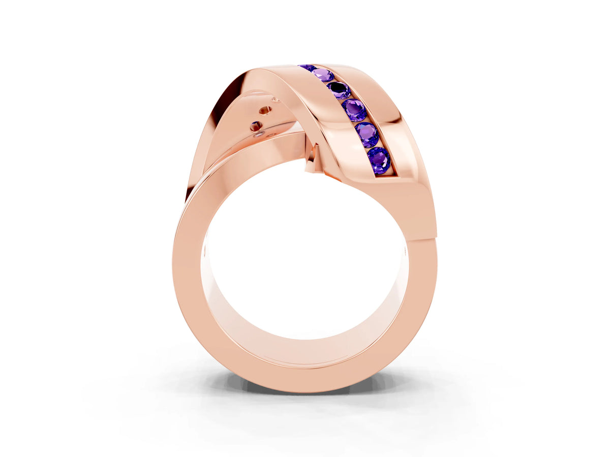 Pavé Round Tanzanite Crossover Band in Rose gold with Channel Setting_3