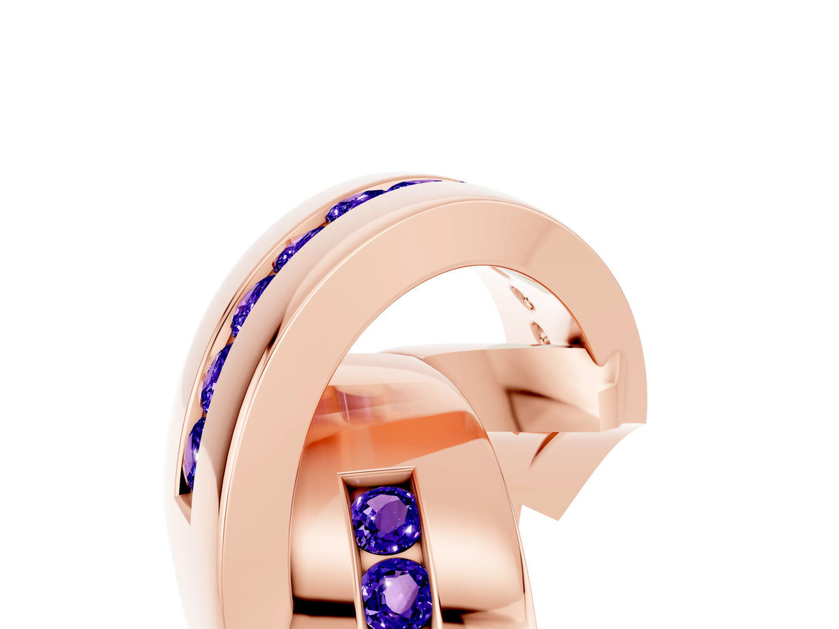 Pavé Round Tanzanite Crossover Band in Rose gold with Channel Setting_5